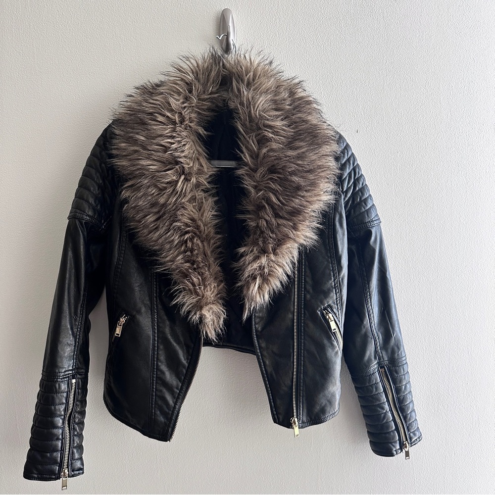 H&M Faux Leather Motto Jacket